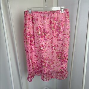 Y2K Vintage Pink Floral Midi Skirt